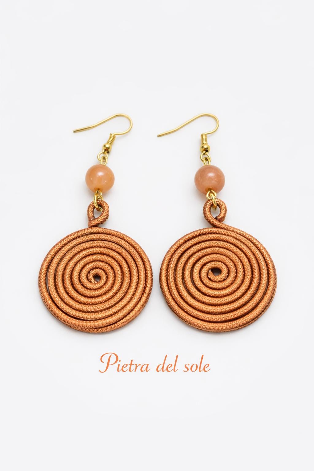 Orecchini spirale in alluminio con pietra naturale | Spiral earrings with natural stone | Orecchini boho leggeri antiallergici | 10 colori