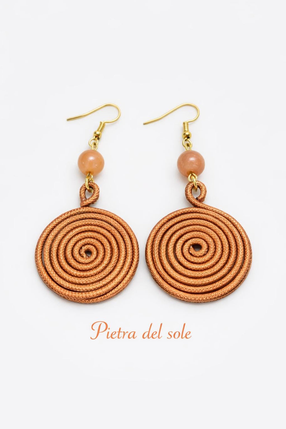 Orecchini spirale in alluminio con pietra naturale | Spiral earrings with natural stone | Orecchini boho leggeri antiallergici | 10 colori