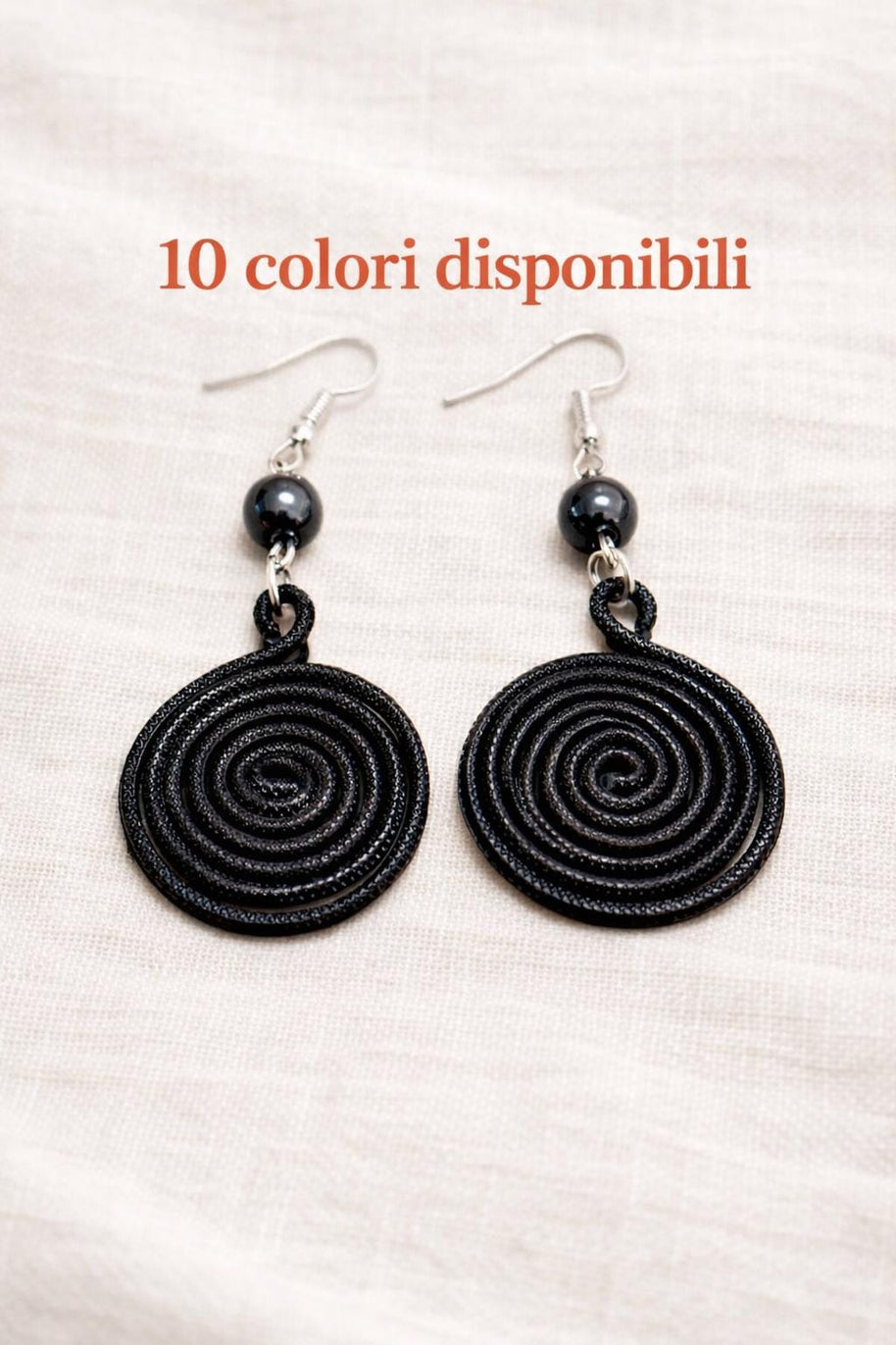 Orecchini spirale in alluminio con pietra naturale | Spiral earrings with natural stone | Orecchini boho leggeri antiallergici | 10 colori