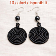 Orecchini spirale in alluminio con pietra naturale | Spiral earrings with natural stone | Orecchini boho leggeri antiallergici | 10 colori