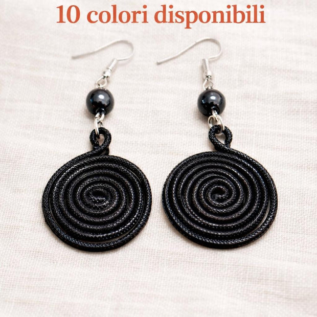 Orecchini spirale in alluminio con pietra naturale | Spiral earrings with natural stone | Orecchini boho leggeri antiallergici | 10 colori